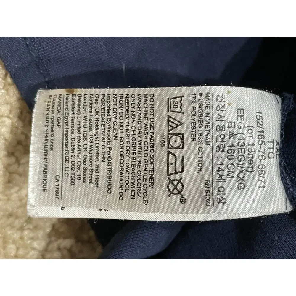 Gap Fit Hoodie Sweatshirt Youth XXL (14-16) Full Zip Navy Blue Girls Athletic
